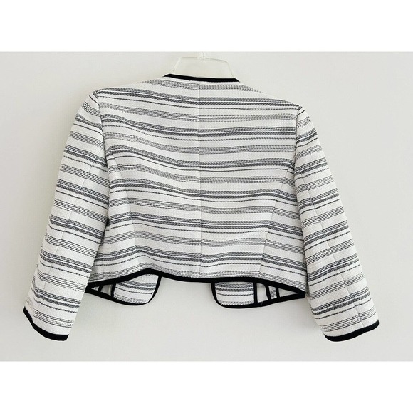 Anne Klein | Suit Separates Women White Striped 3/4 Sleeve Jacket Size 2 - Picture 3 of 6